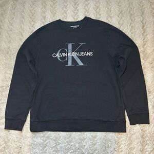 Calvin Klein Black Crewneck Sweatshirt with Grey CK Logo